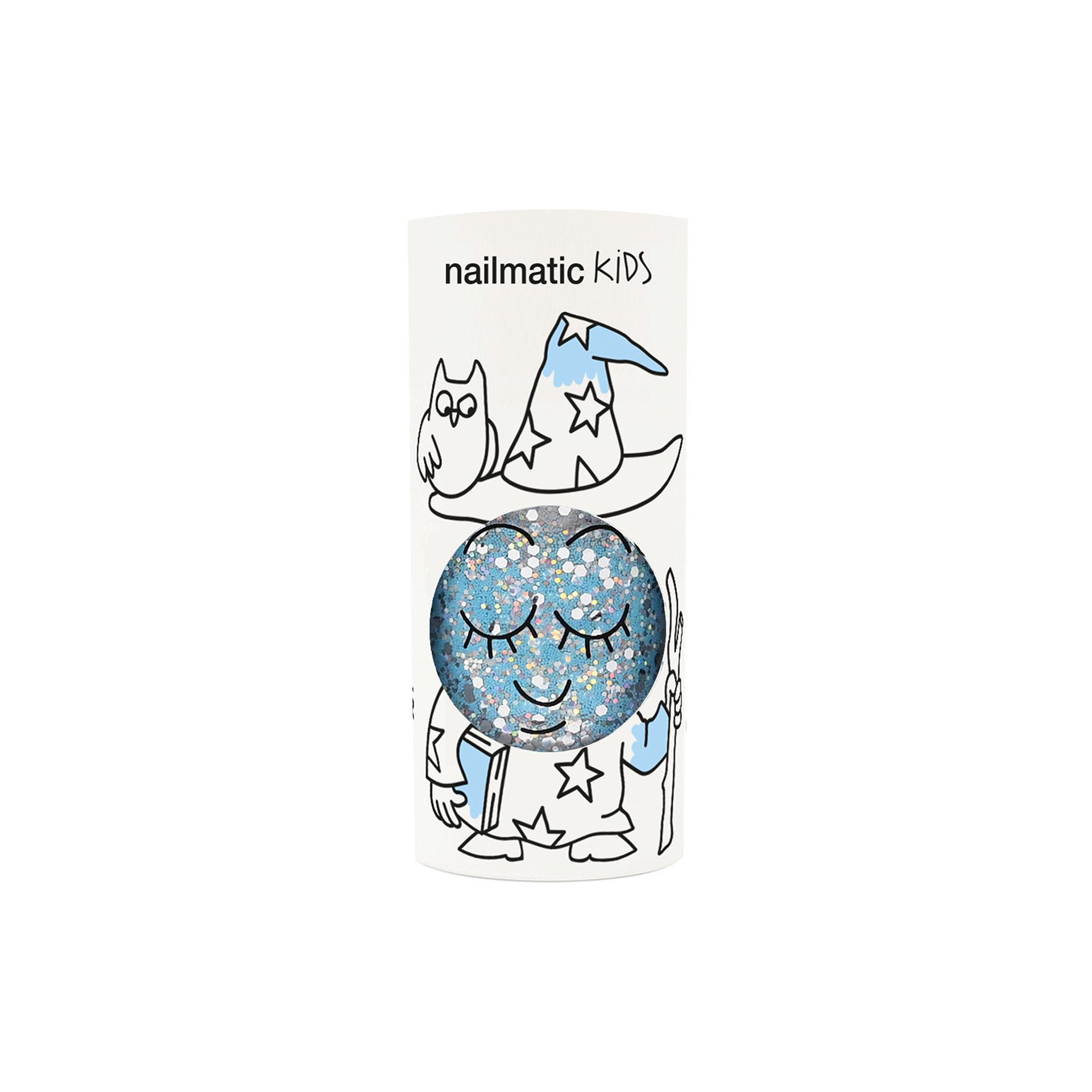 Vernis enfant bleu pailleté Luna avec packaging