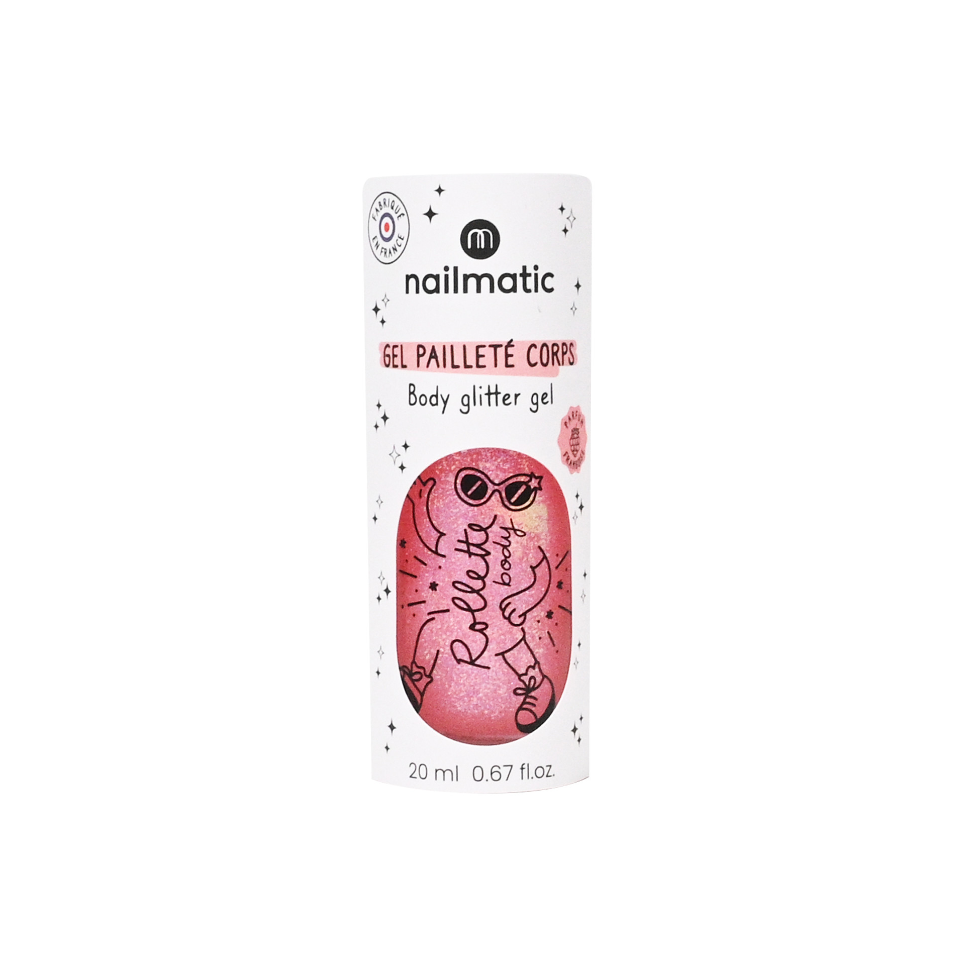 Gel pailleté pour le corps à la framboise pour les enfants avec packaging