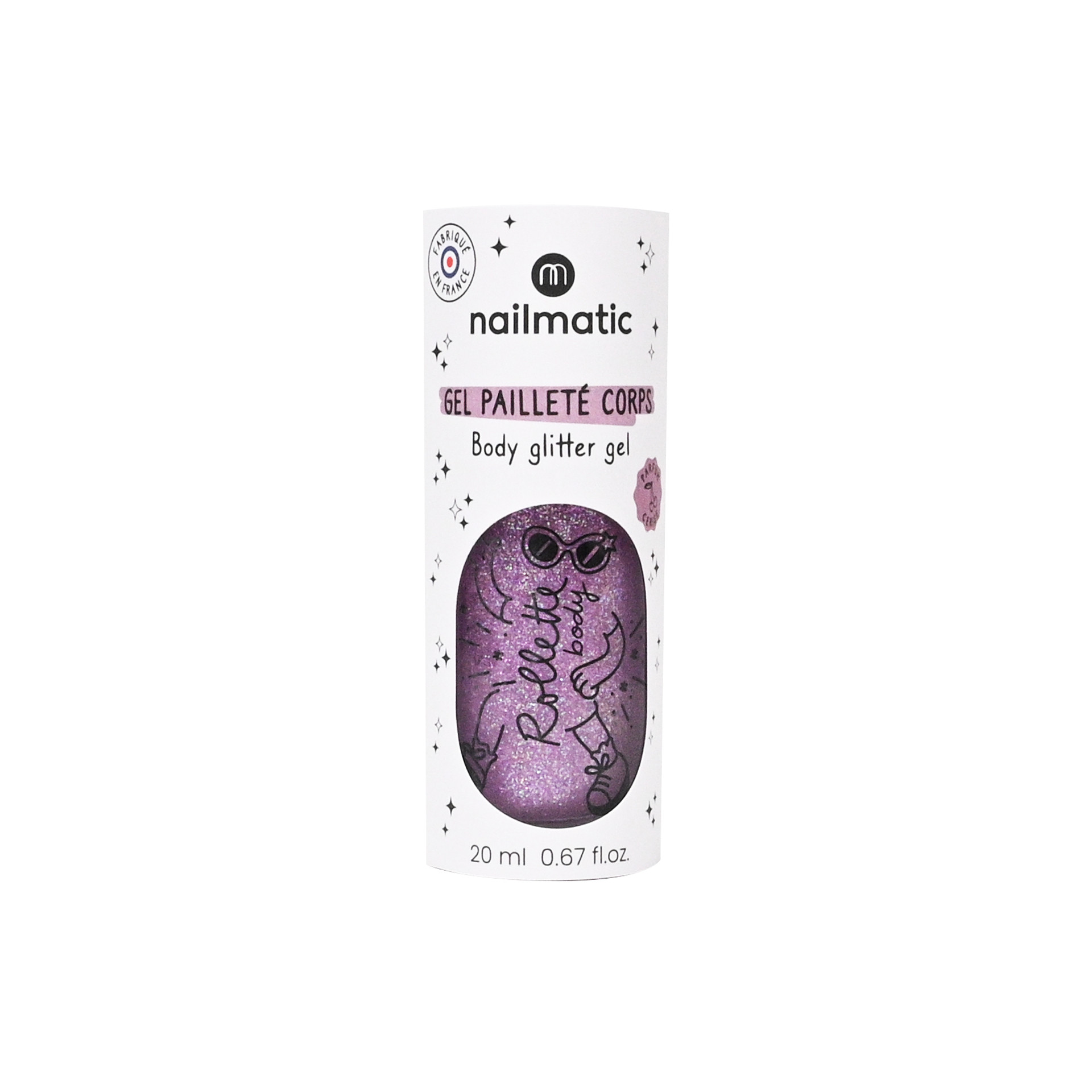 Gel pailleté pour le corps Body Rollette Cerise avec packaging